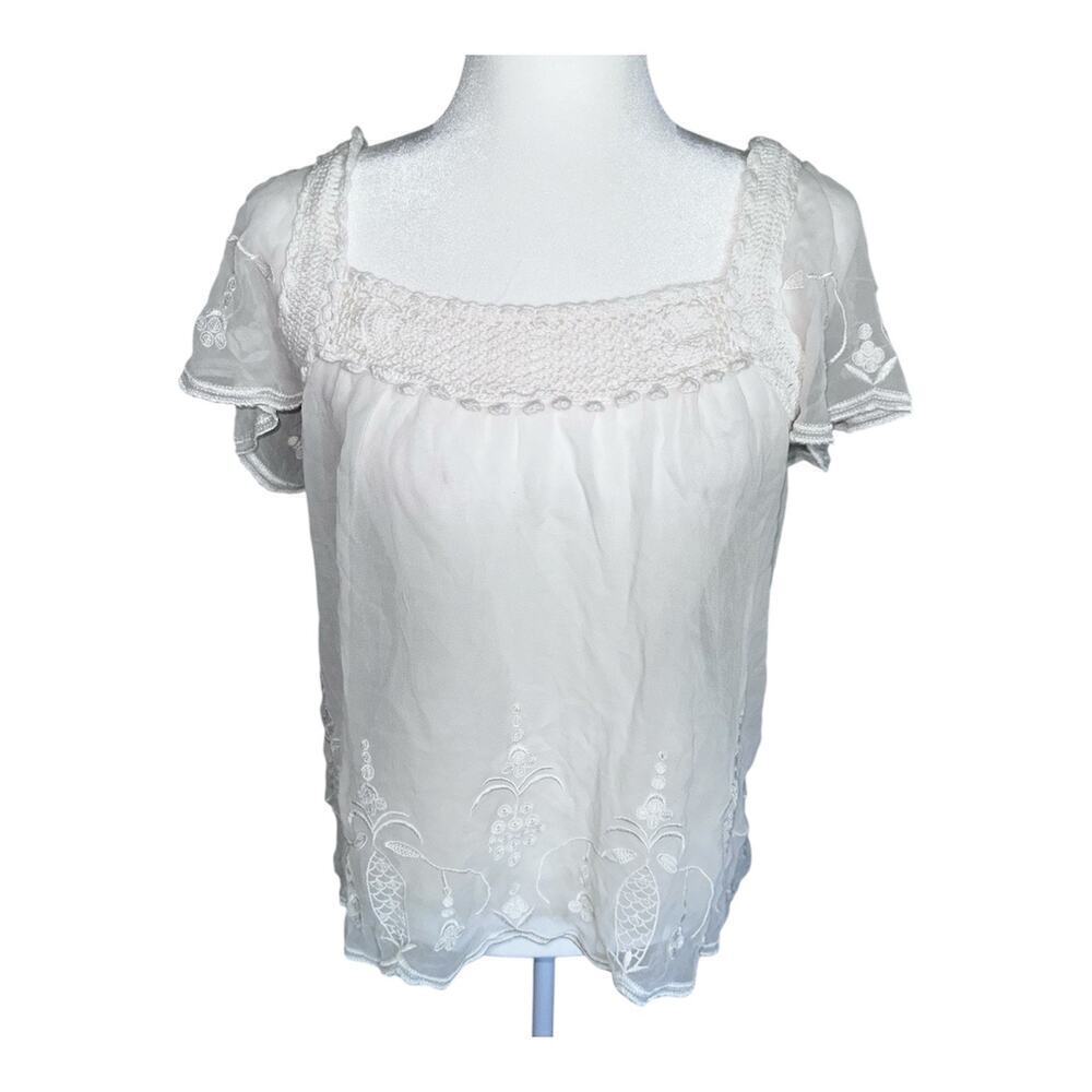 Vintage forever 21 100% silk crochet trim blouse size m